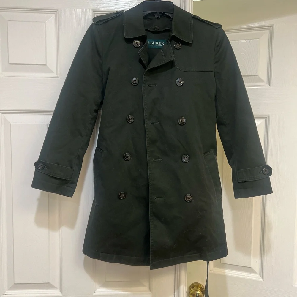 LAUREN Ralph Lauren Big Boy's 10 R Trench Removable Liner Coat -‎ Dark Olive